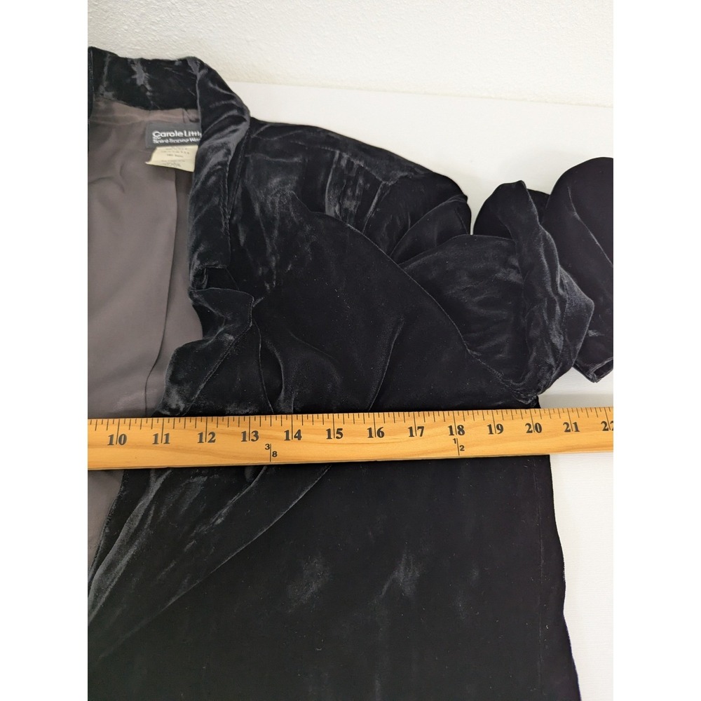 Vintage 80s Carole Little Saint-Tropez West Black Velvet Gothic Blazer Size 12 - Picture 5 of 7